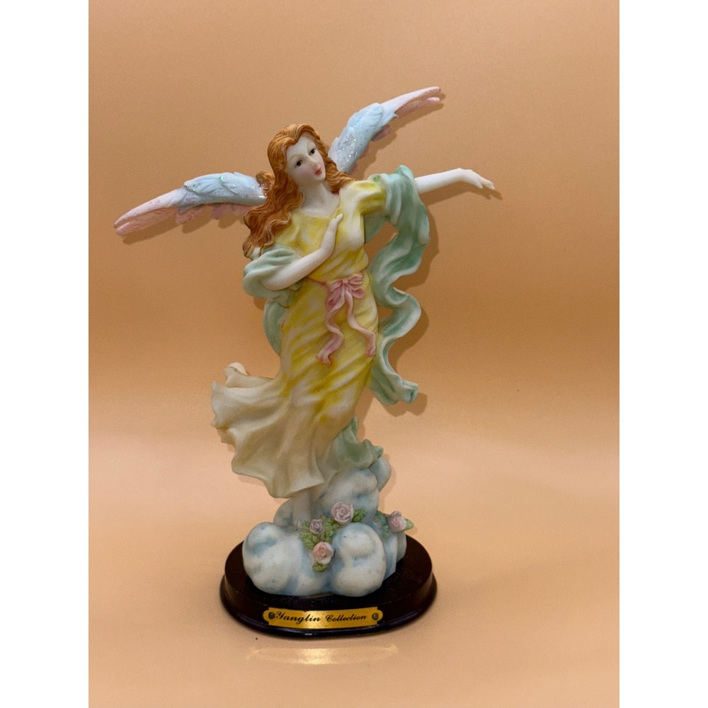 Yanglin Collection Angel Figurine Yellow Dress Wings Cherub Statue Decor